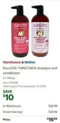 Costco Pura D'or thinzthick shampoo and conditioner offer