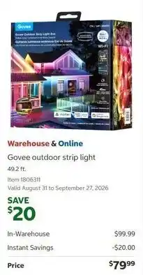 Costco Govee outdoor strip light offer