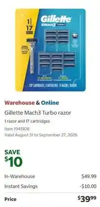 Costco Gillette Mach3 Turbo razor offer