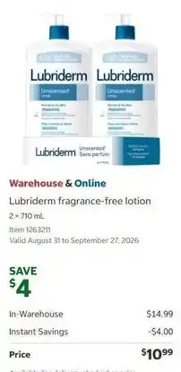 Costco Lubriderm fragrance-free lotion offer