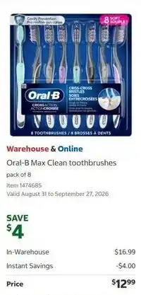 Costco Oral-B Max Clean toothbrushes offer