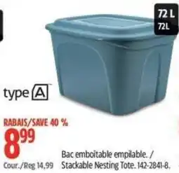 Canadian Tire type A stackable nesting tote offer