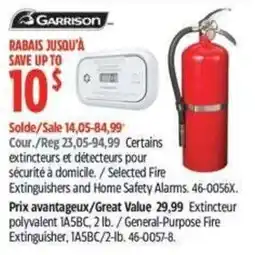 Canadian Tire Garrison selected fire extinguishers and home safety alarms offer