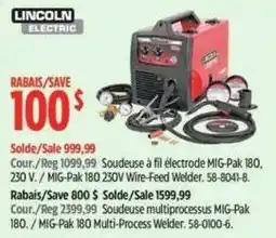 Canadian Tire Lincoln Electric soudeuse à fil électrode MIG-Pak 180 offer