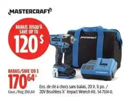 Canadian Tire Mastercraft 20V Brushless 1/2" Impact Wrench Kit offer