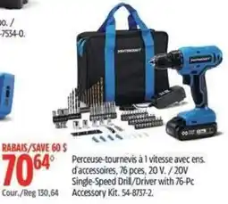 Canadian Tire Mastercraft Single-Speed Drill/Driver with 76-Pc Accessory Kit offer