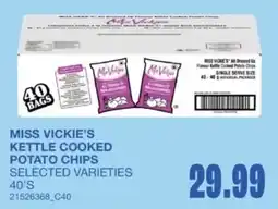 Wholesale Club Miss Vickie's kettle cooked potato chips selected varieties offer