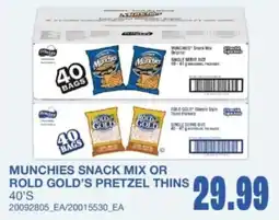 Wholesale Club Munchies snack mix or rold gold's pretzel thins offer