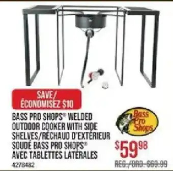 Bass Pro Shops welded outdoor cooker with side shelves