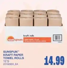 Wholesale Club Sunspun kraft paper towel rolls offer