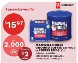No Frills Maxwell house ground coffee or coffee pods offer