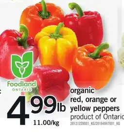 Loblaws Foodland organic red orange or yellow peppers offer