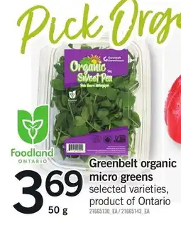 Loblaws Greenbelt organic micro greens offer