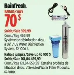 Canadian Tire Rainfresh uv water disinfection system offer