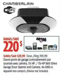 Canadian Tire Chamberlain garage door opener and camera offer