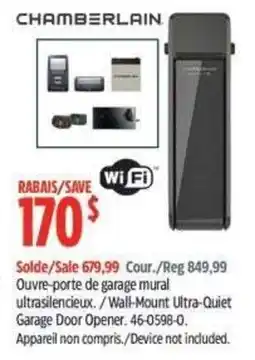 Canadian Tire Chamberlain wall-mount ultra-quiet garage door opener offer