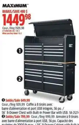 Canadian Tire Maximum 8-drawer chest with built-in power bar with usb offer