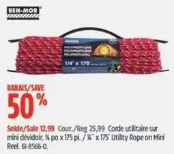 Canadian Tire Ben-mor utility rope on mini reel offer