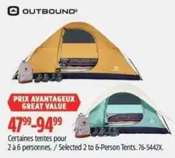 Canadian Tire Outbound tents offer