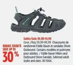 Canadian Tire Eddie Bauer Hikers and Outbound Shore Sandals offer