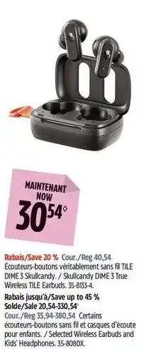 Canadian Tire Tile wireless tile earbuds offer