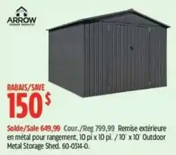 Canadian Tire Arrow outdoor metal storage shed offer