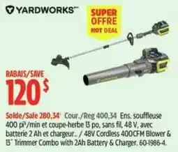 Canadian Tire Yardworks 48V Cordless 400CFM Blower & 13" Trimmer Combo offer