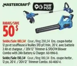 Canadian Tire Mastercraft 20V 12" Trimmer & 370CFM Blower Combo with 2Ah Battery & Charger offer