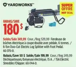 Canadian Tire Yardworks 6-Ton Duo-Cut Electric Log Splitter with Foot Pedal offer