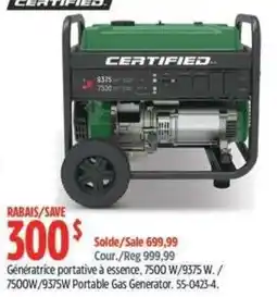 Canadian Tire Certified portable gas generator offer