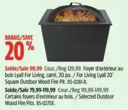 Canadian Tire For Living square outdoor wood fire pit offer