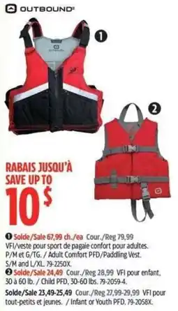 Canadian Tire Outbound adult comfort pfd/paddling vest offer