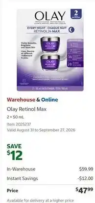 Costco Olay Retinol Max offer