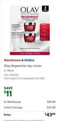 Costco Olay regenerist day cream offer