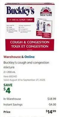 Costco Buckley's cough and congestion mixture offer