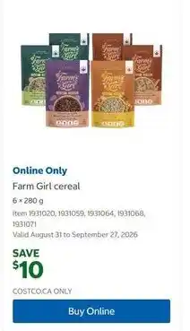 Costco Farm Girl cereal offer