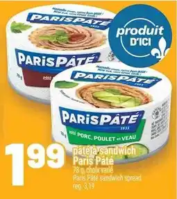 Metro Paris Pate patete sandwich offer