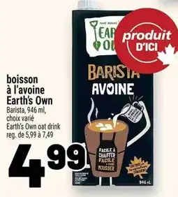 Metro Earth's Own barista avoine offer