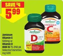FreshCo Jamieson Vitamin C 500mg or Vitamin D 1000 IU 75-240 pk offer