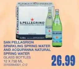 Wholesale Club San pellegrion sparkling spring water and acquapanna natural spring water glass bottles offer