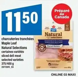 Maxi Maple Leaf Natural Selections sliced deli meat selected varieties offer
