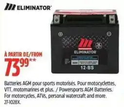 Canadian Tire Eliminator powersports agm batteries offer