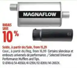 Canadian Tire Magnaflow selected universal performance mufflers and tips offer
