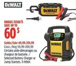 Canadian Tire DeWalt selected battery charger or jump starters offer