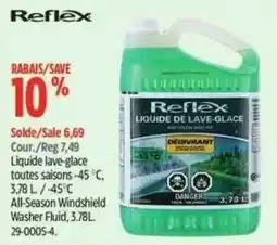 Canadian Tire Reflex all season windshield washer fluid offer