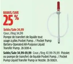 Canadian Tire Pocket Pump Battery-Operated All-Purpose Liquid Transfer Pump offer