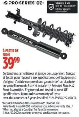 Canadian Tire Pro Series OE+ shock and strut assemblies offer