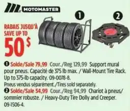 Canadian Tire Motomaster wall-mount tire rack offer