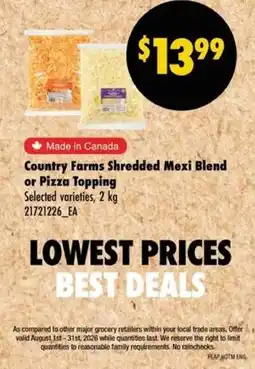 Wholesale Club Country Farms Shredded Mexi Blend or Pizza Topping offer