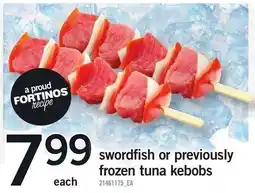 Loblaws swordfish or previously frozen tuna kebobs offer